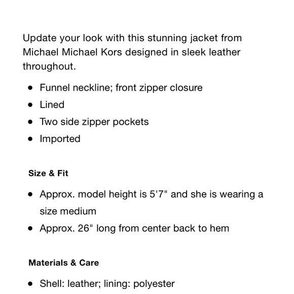 Michael Kors Leather Jacket - Picture 6 of 6